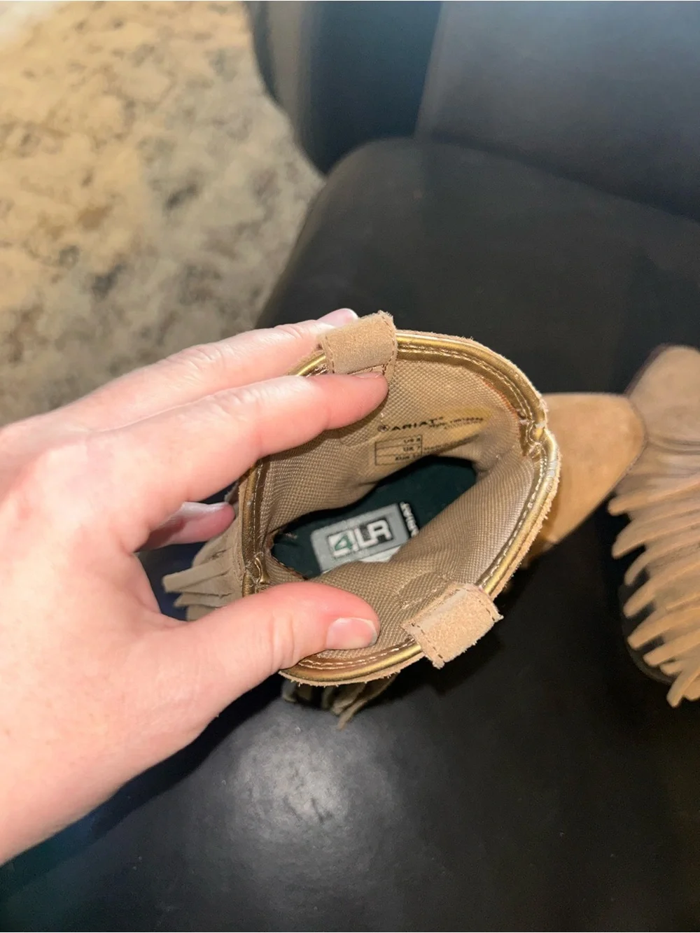Ariat Tan Suede Fringe Western Ankle Boots